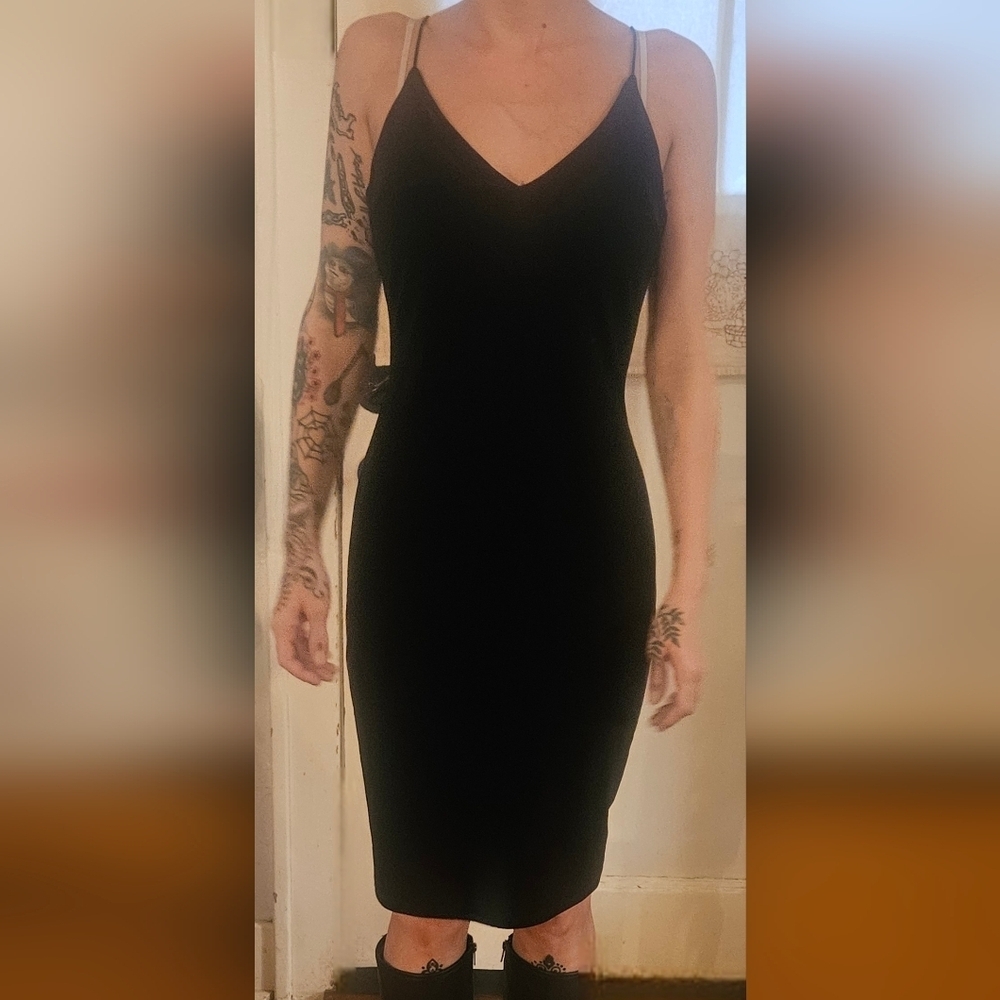 Black Velvet Cocktail Dress - Picture 2 of 7